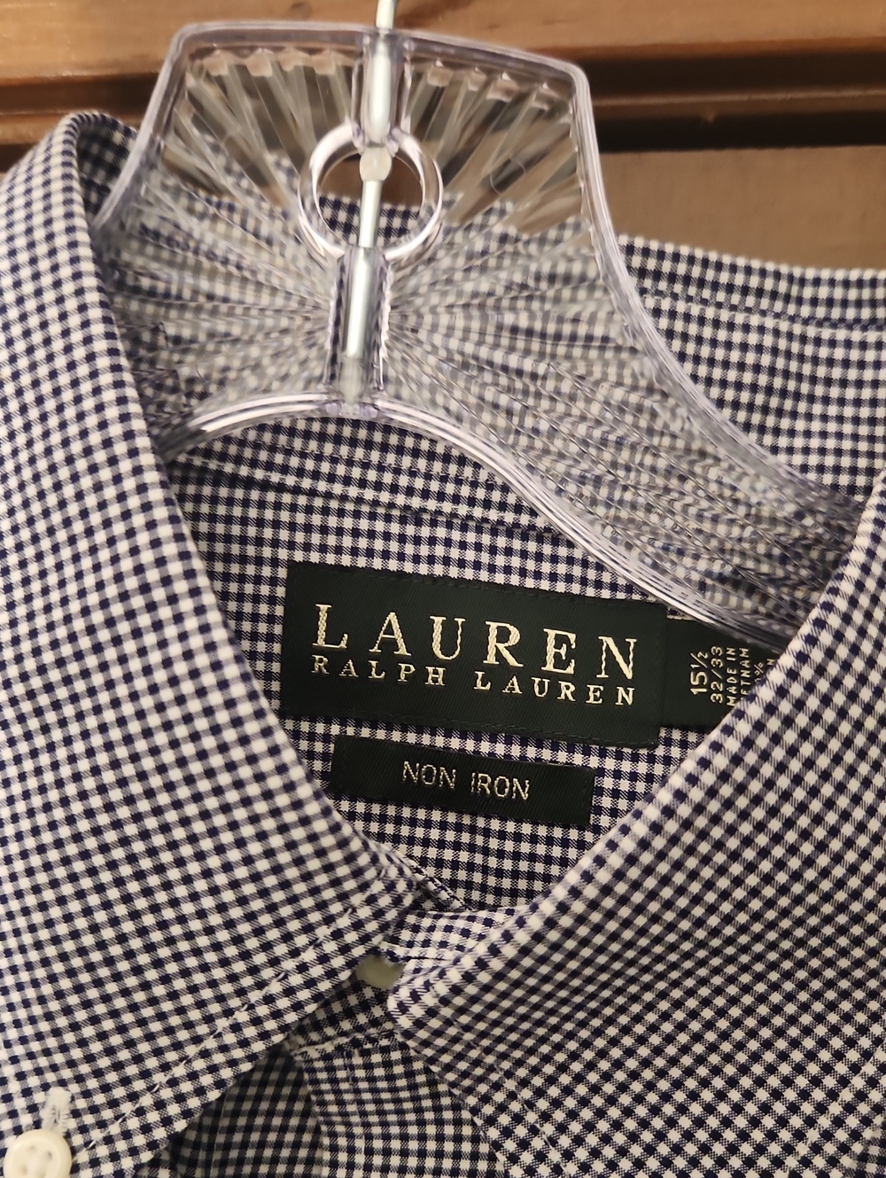 Lauren Ralph Lauren Men's Navy Gingham Non-Iron Dress Shirt